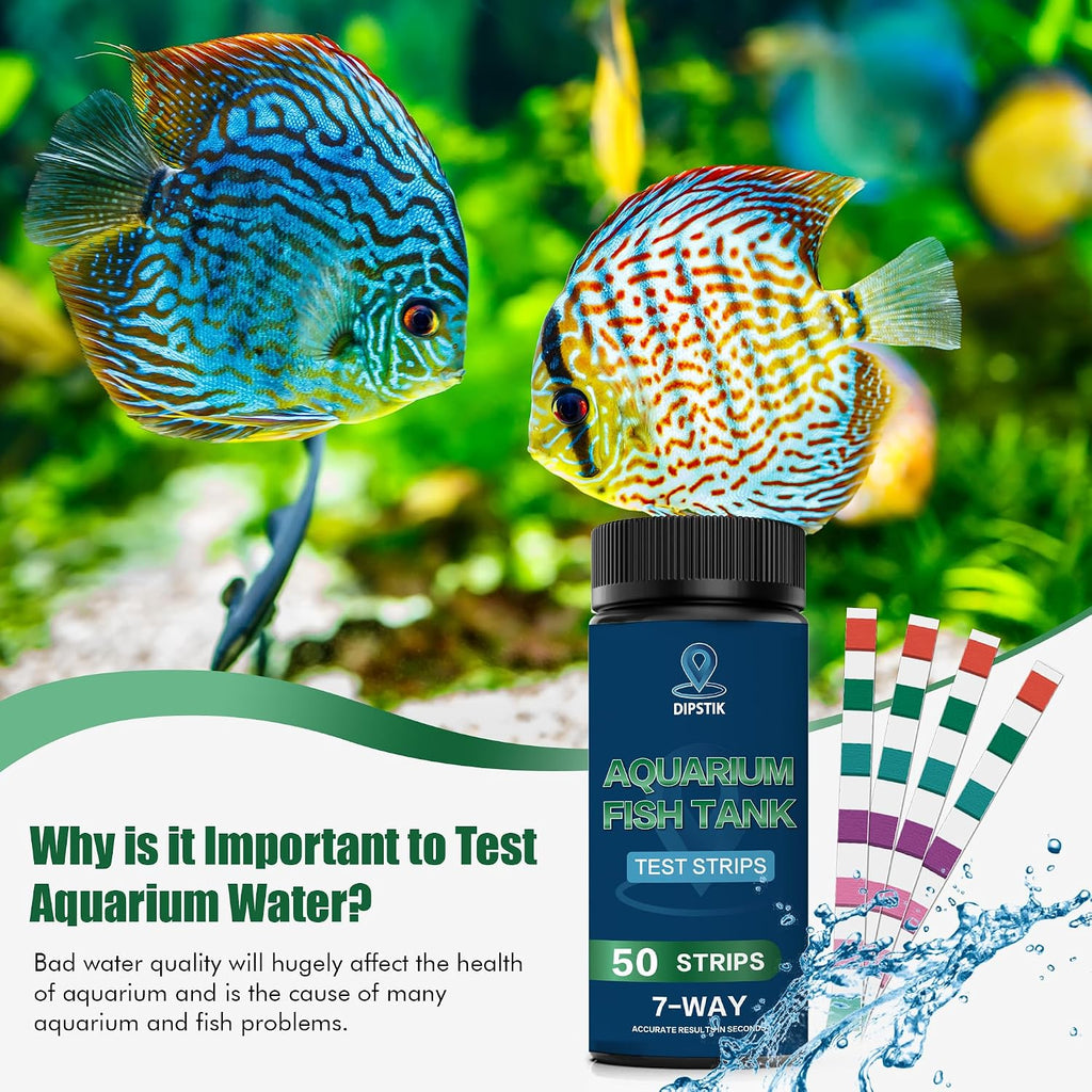 7-Way Aquarium Test Strips for Freshwater Saltwater (50 Strips)