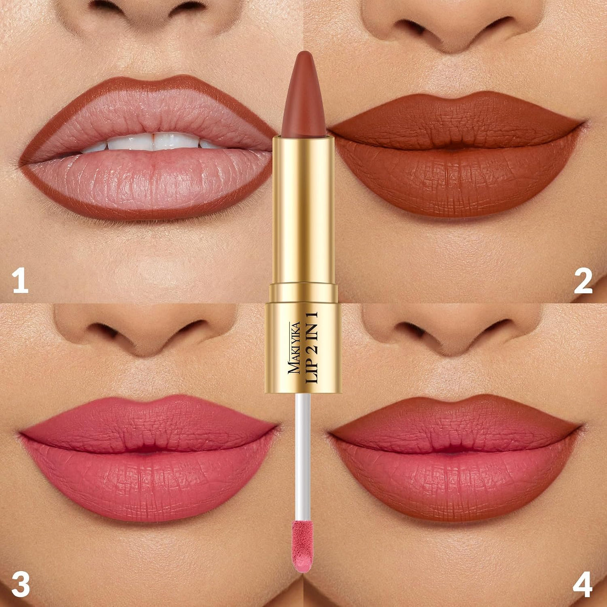 Brown Lip Liner Pink Matte Liquid Lipstick Combo for Women