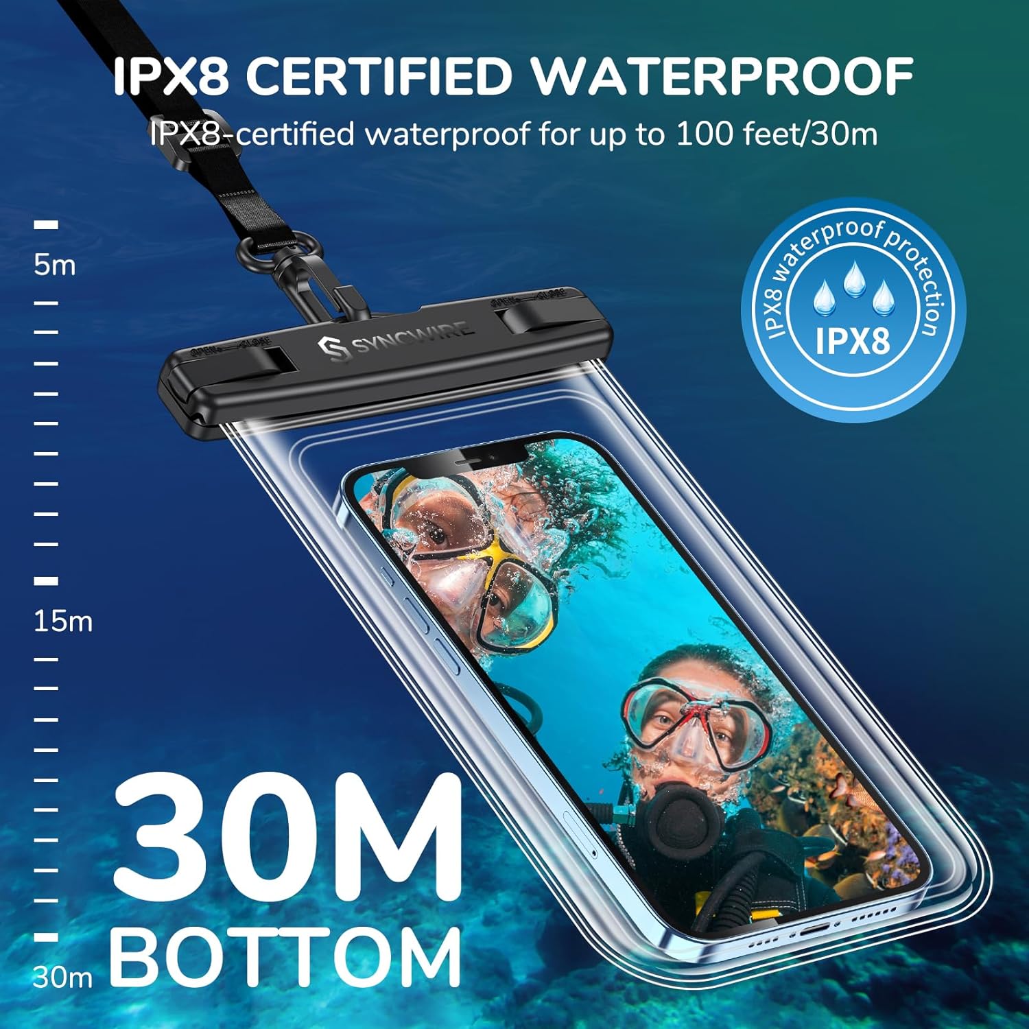 Waterproof Phone Pouch IPX8 Beach Cruise Travel Essentials 2 Pack | Cell Phone Dry Bag, Waterproof Phone Case for
