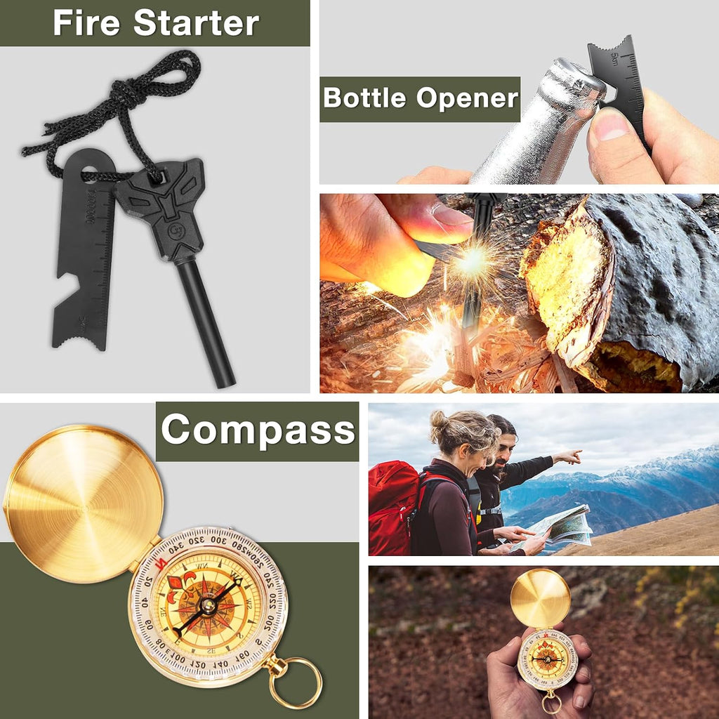 Survival Kits, Hiking and Camping Essentials, Emergency Survival Gear, Gifts for Men, Husband, Teenagers, Cool