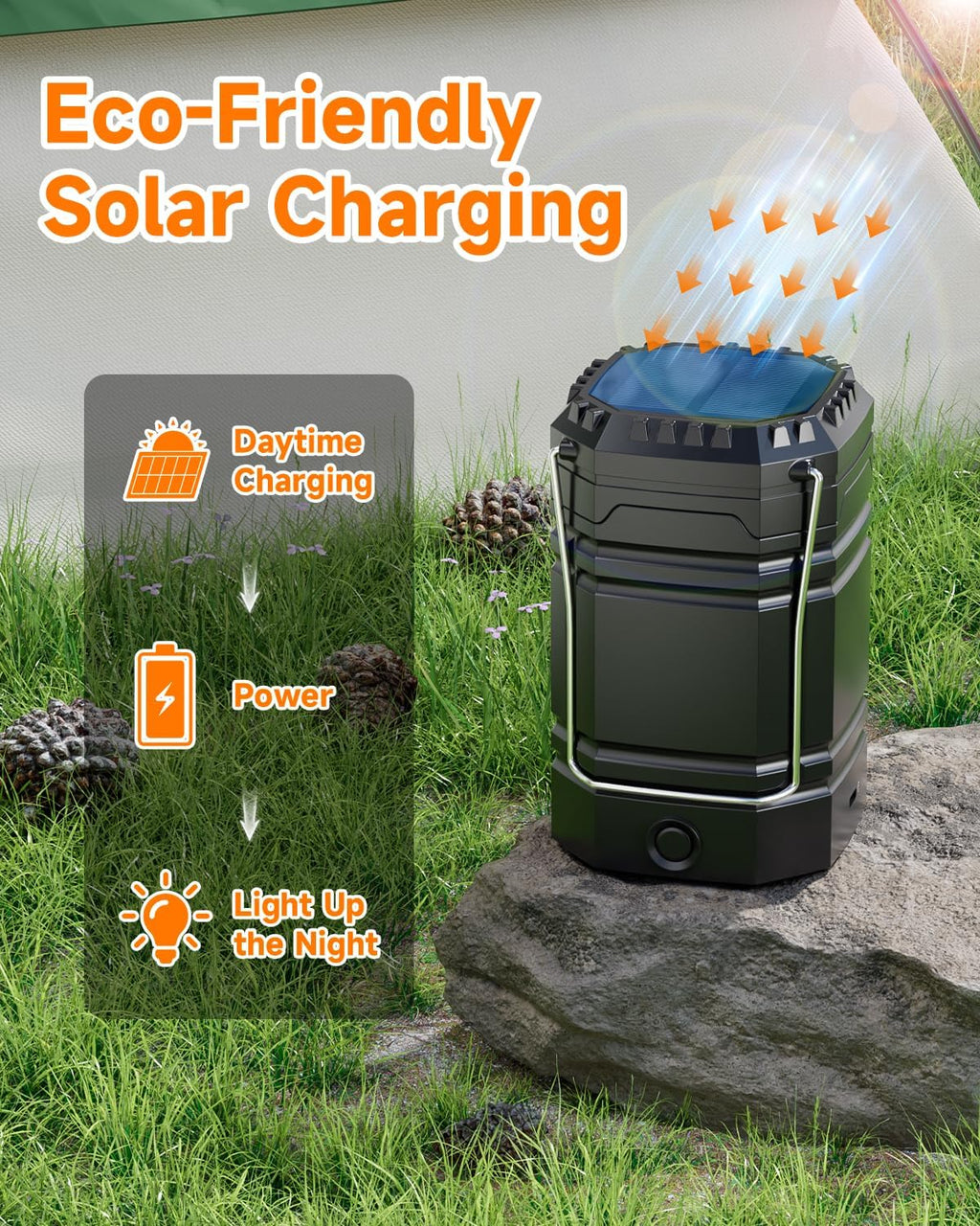Solar Camping Lantern 4 Pack, Rechargeable LED Lantern with Flashlight | USB-C & Solar Powered, Collapsible Emergency