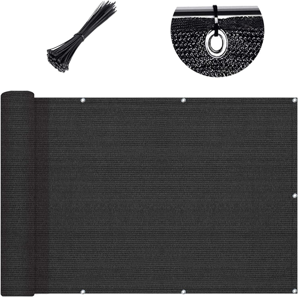 3'x10' Black Balcony Privacy Screen Fence Windscreen 90% UV Block