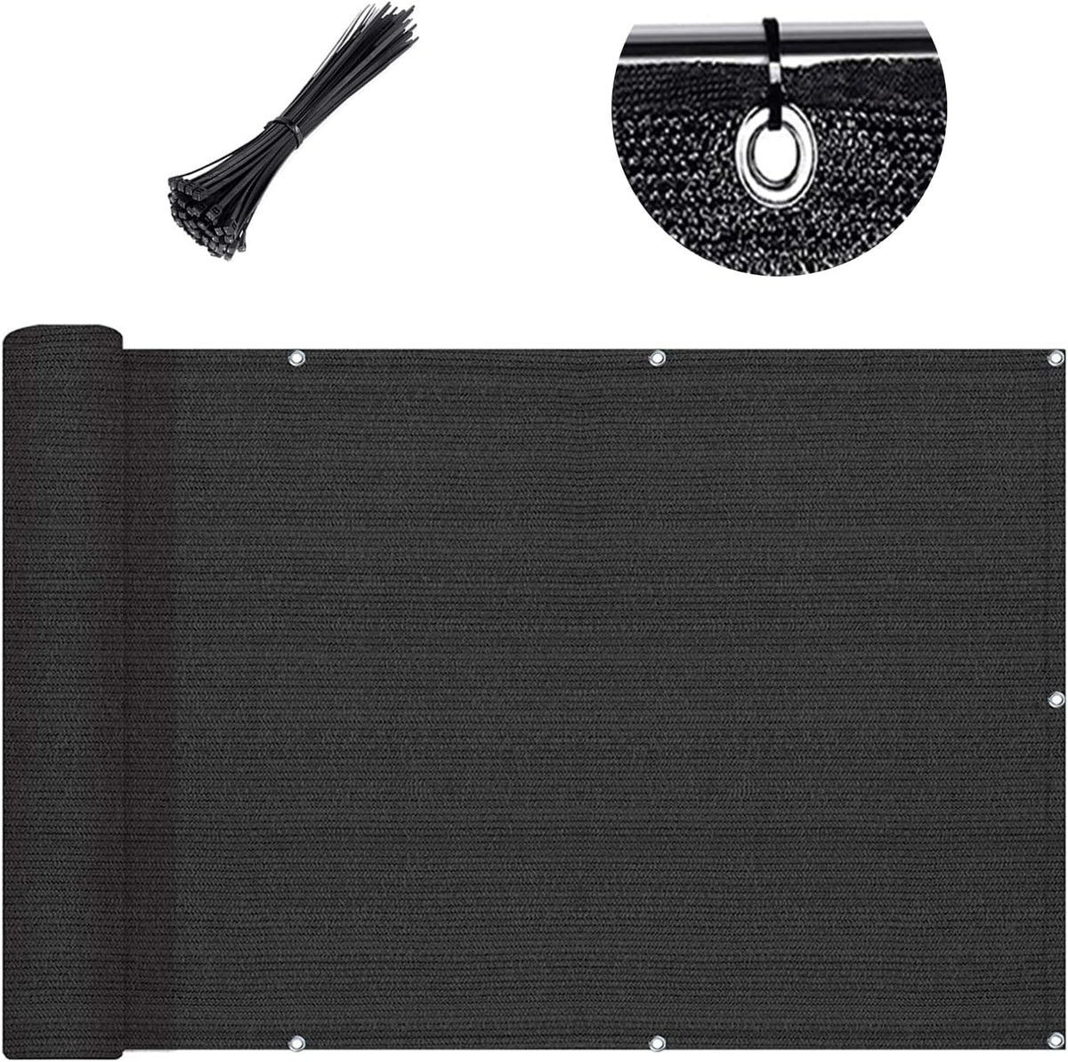 3'x10' Black Balcony Privacy Screen Fence Windscreen 90% UV Block