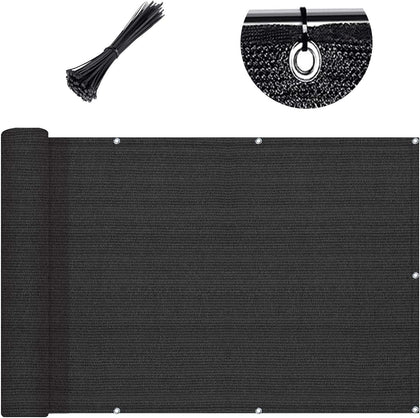 3'x10' Black Balcony Privacy Screen Fence Windscreen 90% UV Block