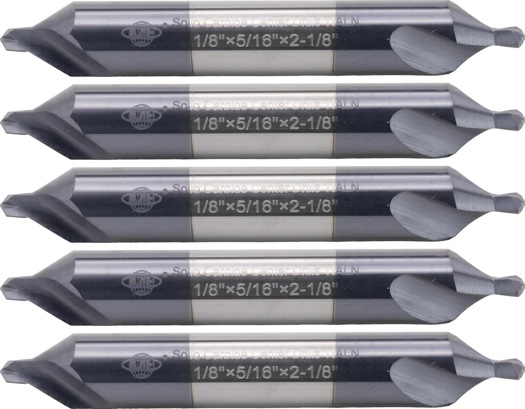 CME #4 Carbide Center Drills, TiAlN Coated, 5 pcs