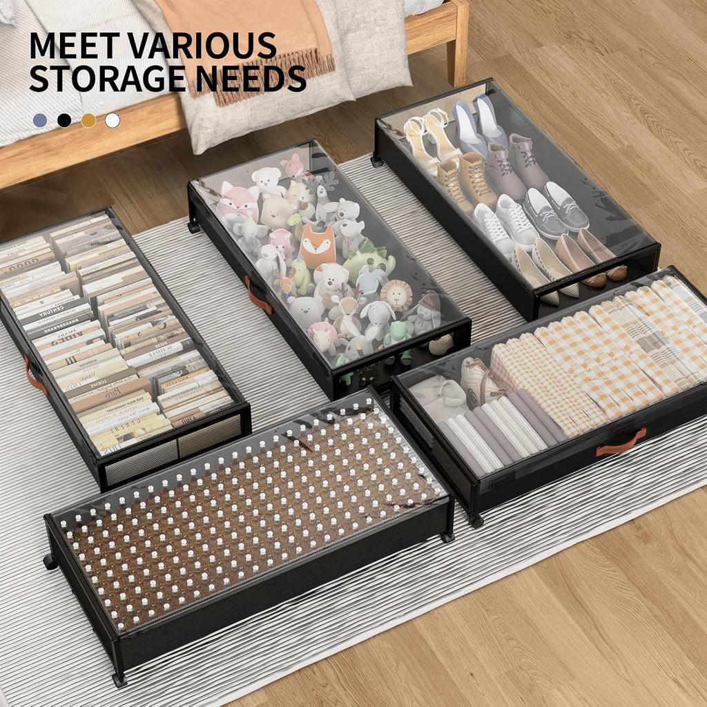 Under Bed Storage Containers with Wheels Large Underbed Shoes Blankets Clothes Toy Storage Drawers for College Dorms