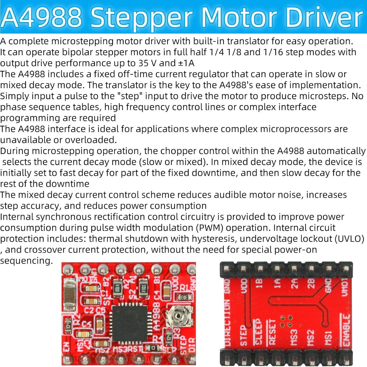 5Pcs A4988 Stepper Motor Driver Module