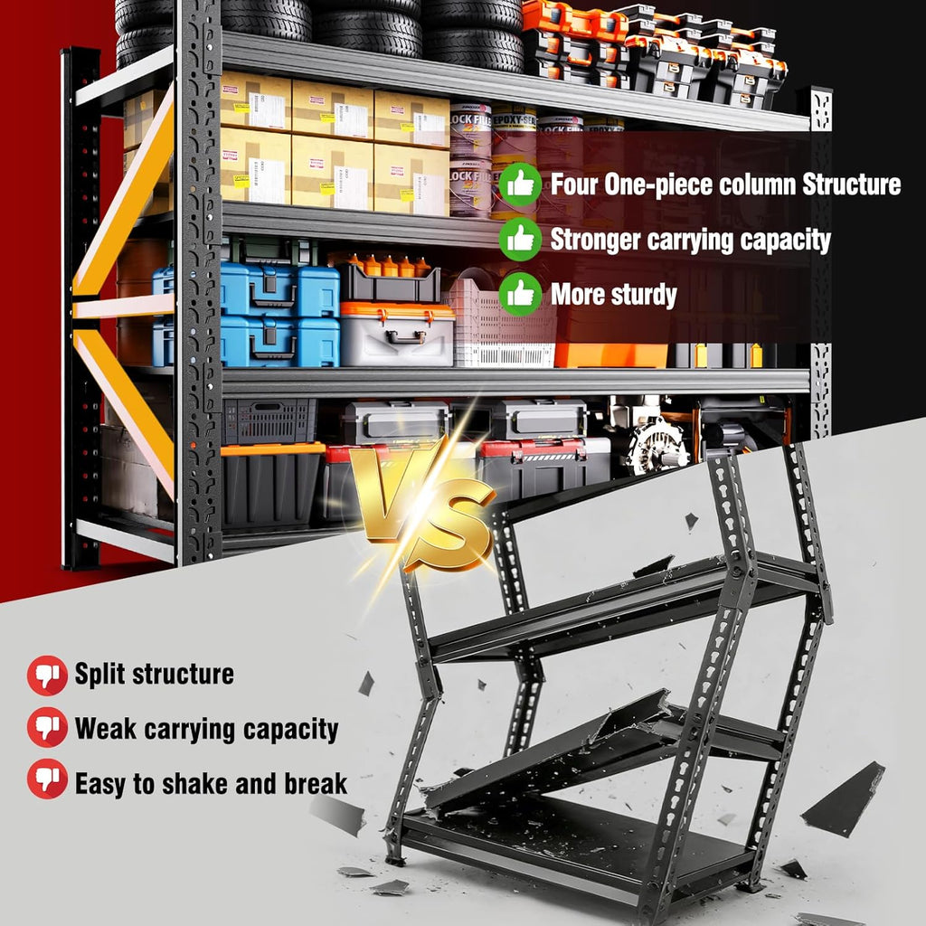79"W Heavy Duty Storage Shelves, 8000LBS Adjustable Garage Shelving Unit, Rust Proof Large Metal Storage Rack, 24"D x