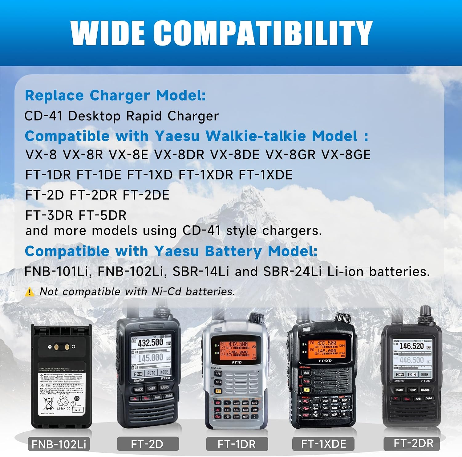 CD-41 Rapid Charger Replacement for Yaesu FT5DR FT3DR FT5D FT3D Two Way Radio | Smart desktop charger perfectly fits
