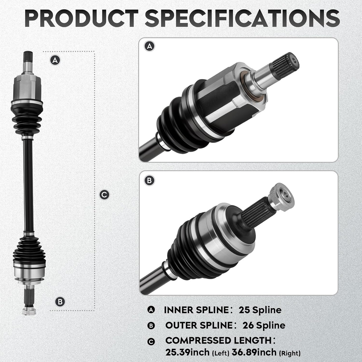 ILONPA NEW Left & Right Front CV Axle Shaft Assembly 2PCs CV Joint
