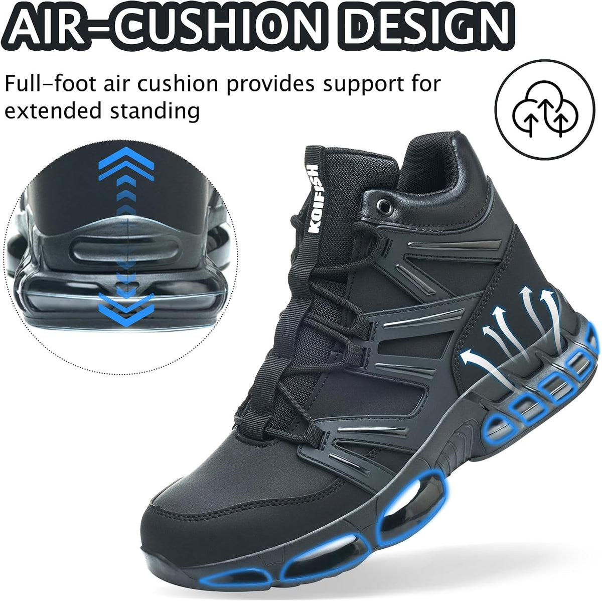 Steel Toe Work Boots for Men Women, Waterproof Steel Toe Boots | Lightweight, Air Cushion, Puncture Resistant
