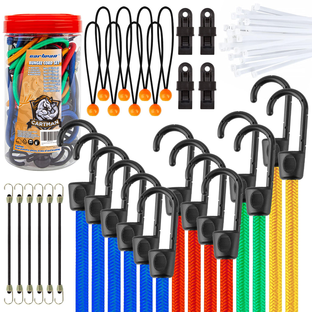 32-Piece Bungee Cord Assortment with Hooks