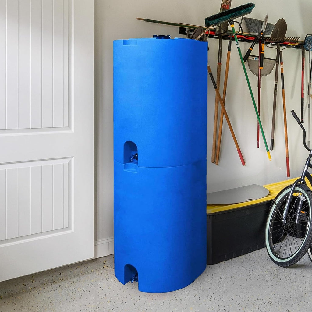 55 Gal Stackable Design Utility Water Tank with Large Cap (2 Pack) | Emergency Water Storage Tank with Large Cap and