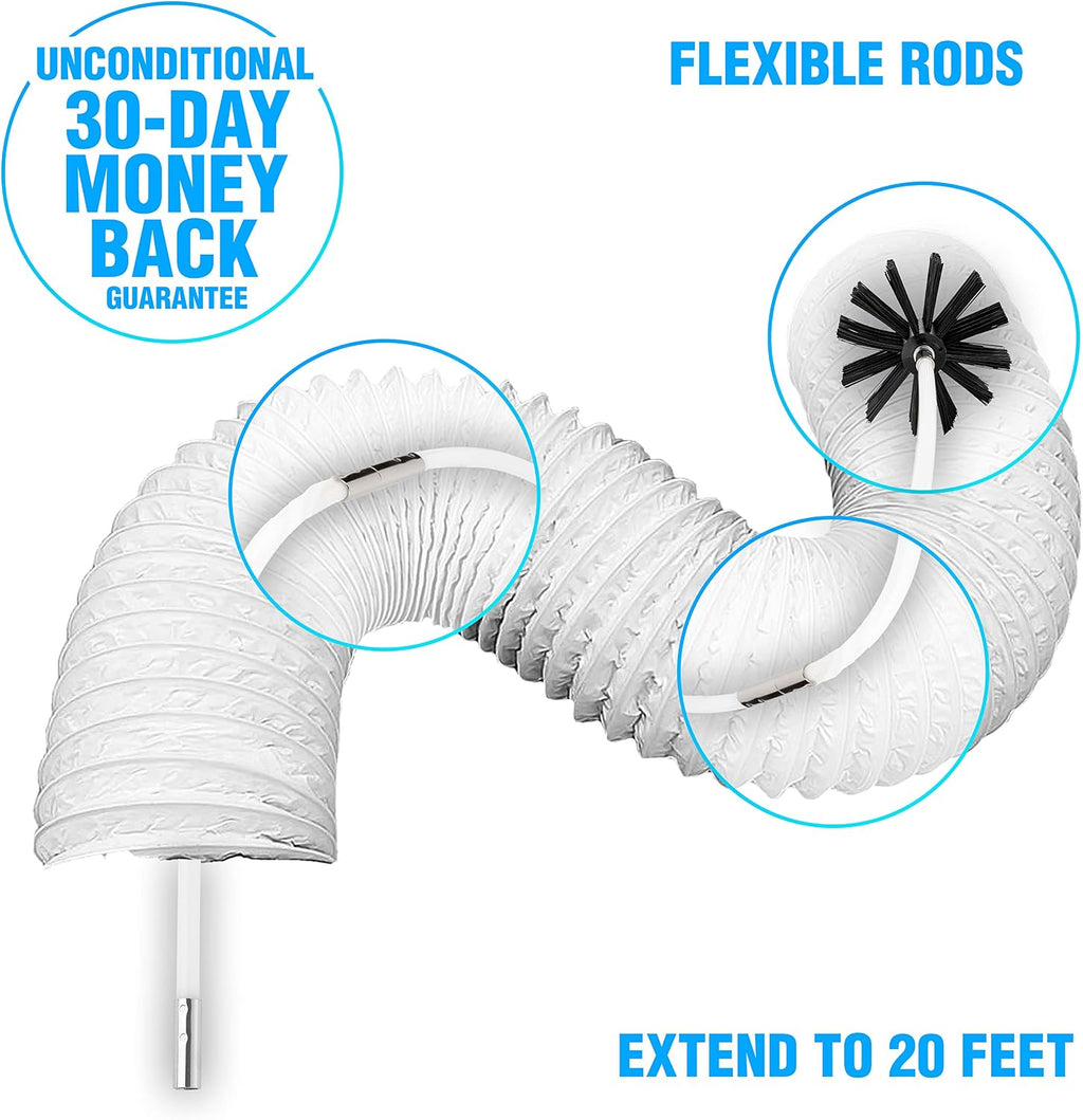 Dryer Vent Cleaner Kit 20 Feet - Flexible Dryer Vent Cleaning Kit for Drill