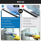 Professional 69'' Window Squeegee Cleaner Tool with Extension Pole, 2-in-1 Squeegee for Window Cleaning Kit with