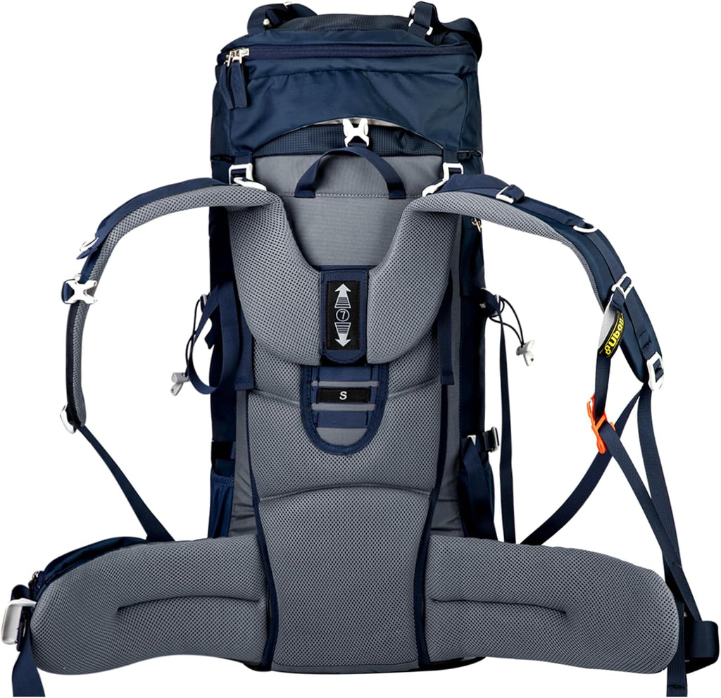 60L Internal Frame Hiking Backpack, Rain Cover Included | Camping Backpack Made from 600d Nylon, 7-Stage Torso Fit