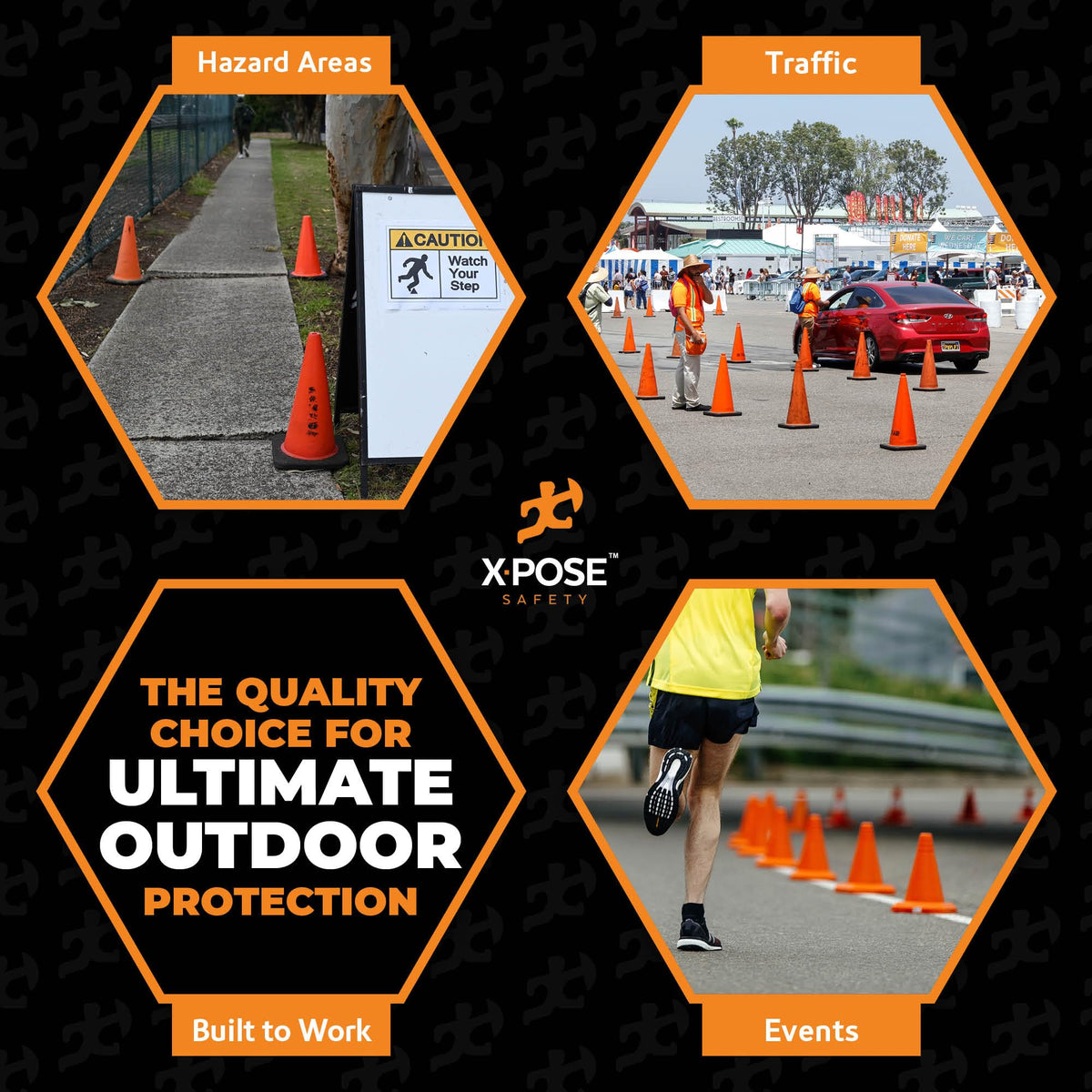 12 Inch Orange Traffic Cones, 24-Pack