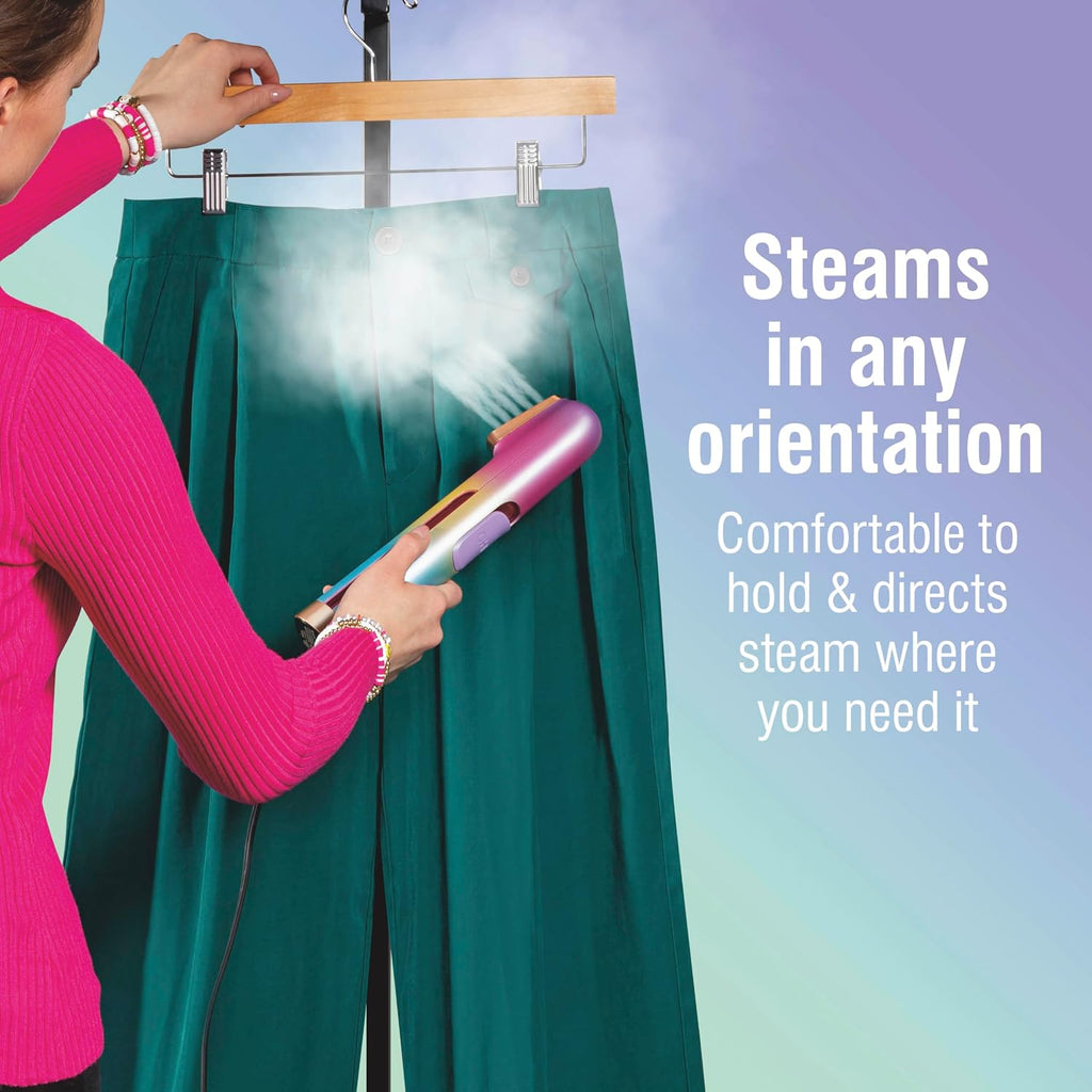VIBES Compact Garment Steamer for Clothes, 800 Watts, Pink | Portable Handheld Travel Steamer, 35-Second Heat-Up