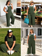 Plus Size Overalls for Women Loose Fit Adjustable Straps Jumpsuits with Pockets Bib Rompers Spring Summer