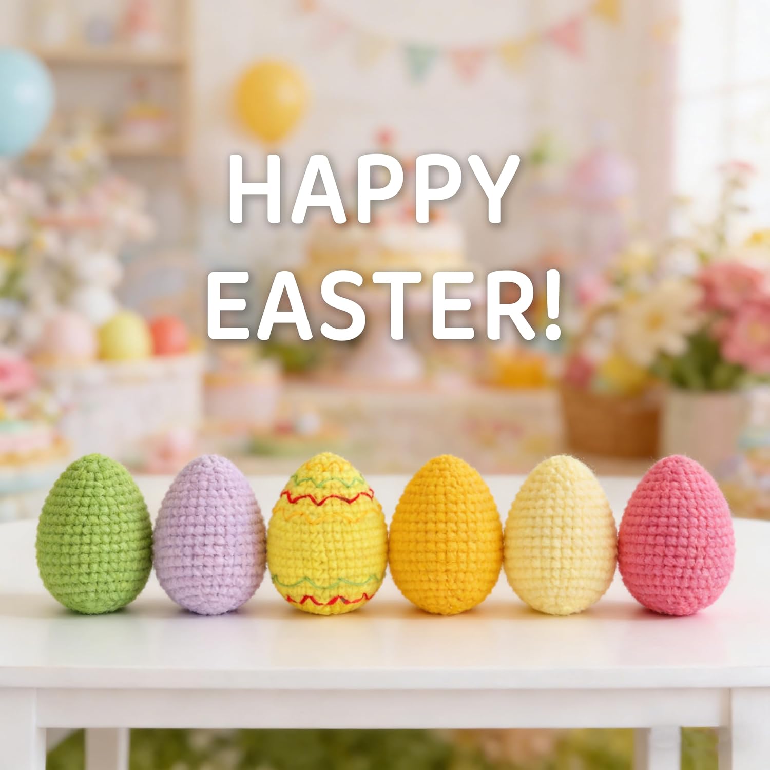 Crochet Easter Eggs Decor 6 Pcs Easter Eggs Decorations Eggs Figurines Porcelain Egg Decorative for Easter Basket