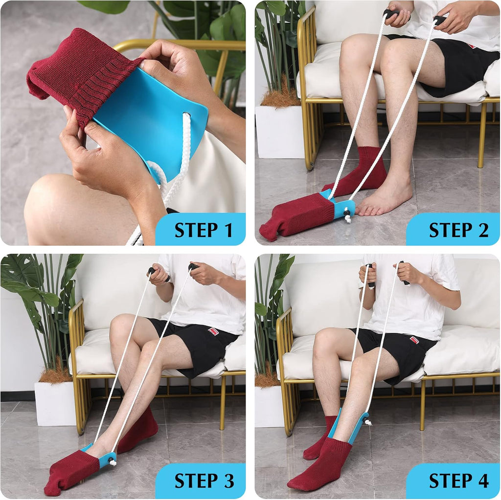 Sock Aid - Wide 3.93" Sock Aid with Foam Handles, Sock Aide Device for Elderly, Sock Helper Easy On Easy Off for