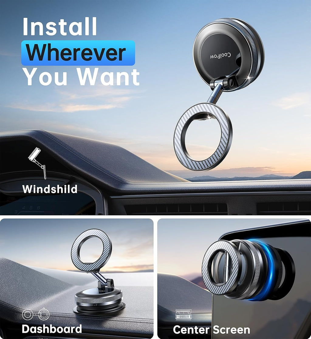 【Newest Vacuum Magnetic Phone Holder for Car Phone Holder Mount【Movable Vacuum Suction】 Magsafe Car Mount Cell Phone
