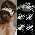 Wedding Bridal Hair Accessories 5Pcs Wedding Hair Pieces for Brides Silver Hair Pins Hair Comb Set Bride Accessory