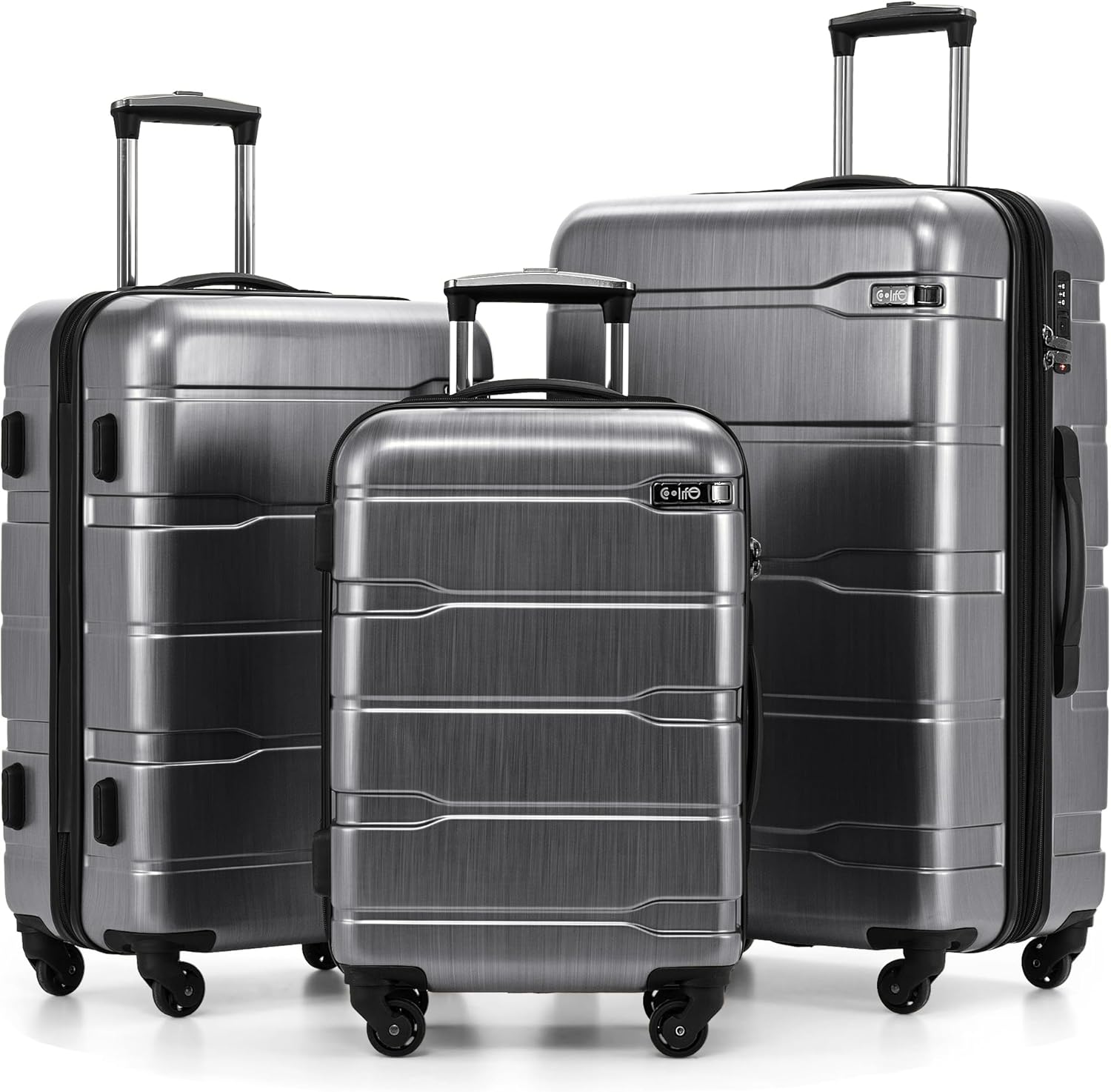 Luggage Set 3 Piece Hardside PC+ABS Suitcase with TSA Lock, Expandable Large Checked Luggage, Lightweight Rolling