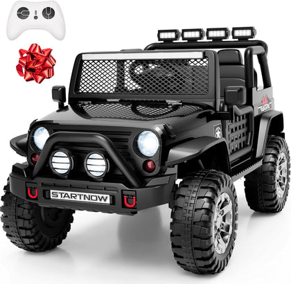24V 4WD Ride on Truck Car w/800W Motors, 2 Seater, Remote Control, Gift Flower, 3 Speeds, Pop Music, Power 4 Wheels