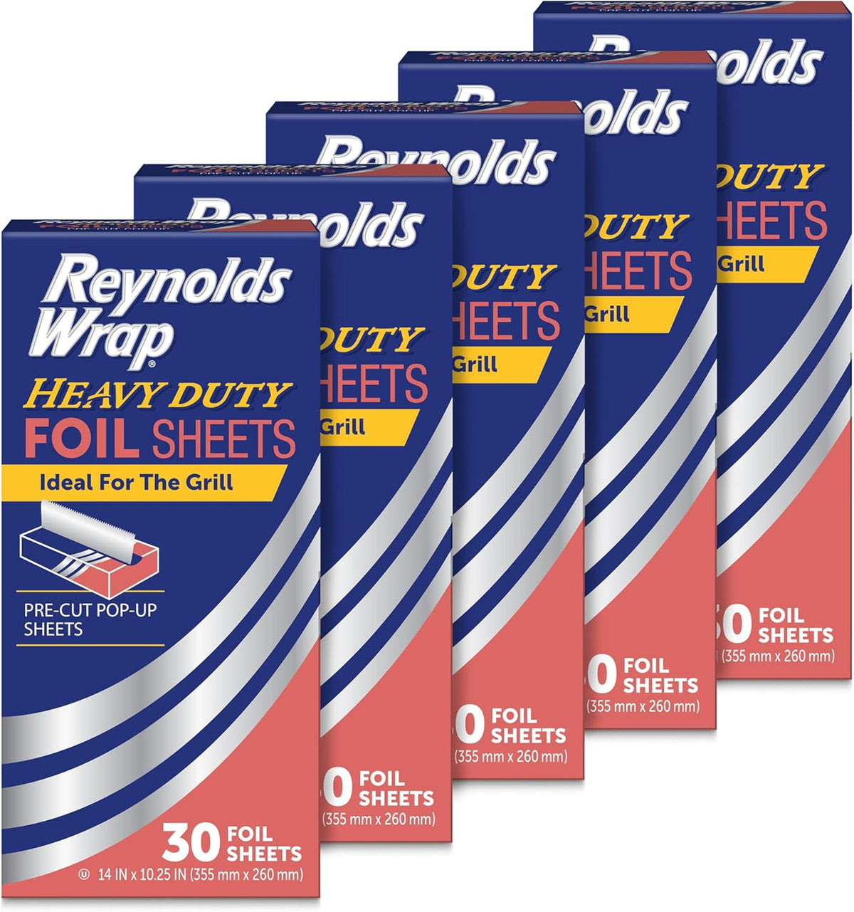 Wrap Heavy Duty Foil Sheets, 30 Sheets (Pack of 5), 150 Total