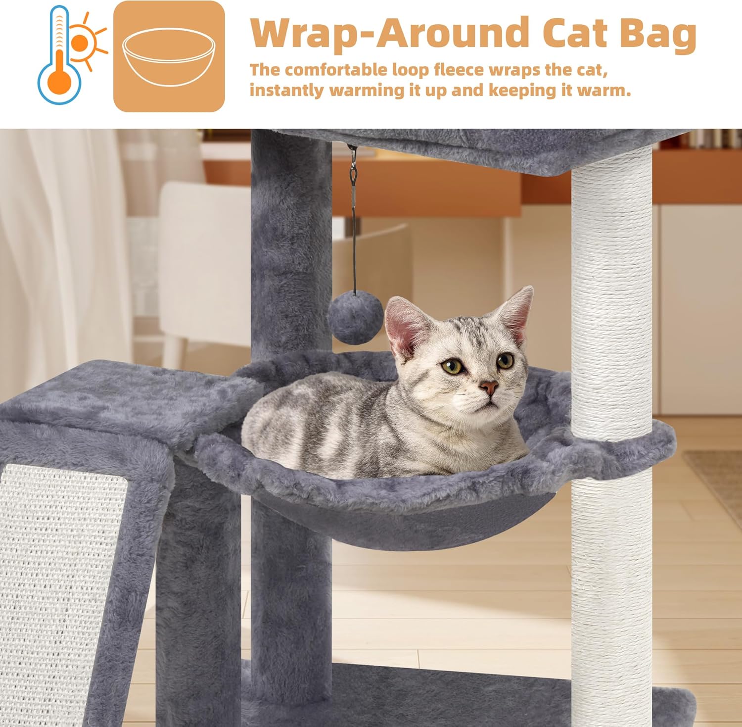 YOUPET Cat Tree with Cat Scratching Post for Indoor Cats, Cat Tower with Scratching Board and Playful Toy Balls, Cat