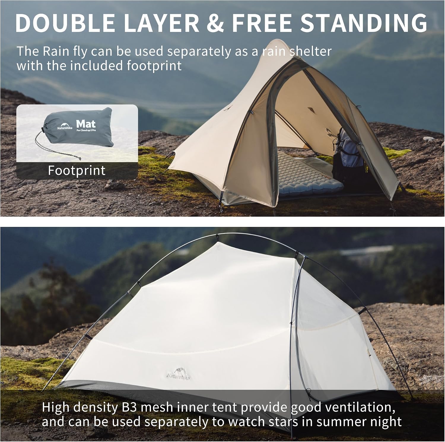 Cloud Up 1 Person Tent, Lightweight Backpacking Tents for One Man, Waterproof Ultralight One Person Tent for Camping