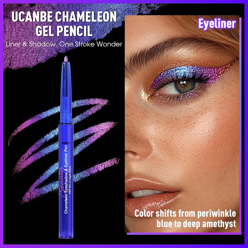 Chameleon Eyeshadow & Eyeliner Gel Pencil-Multichrome Shifting Colors Metallic Glitter Eye Makeup,Waterproof