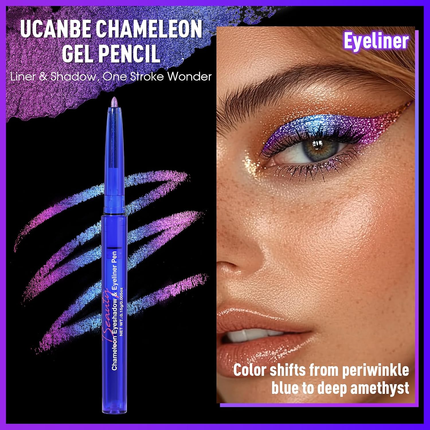 Chameleon Eyeshadow & Eyeliner Gel Pencil-Multichrome Shifting Colors Metallic Glitter Eye Makeup,Waterproof