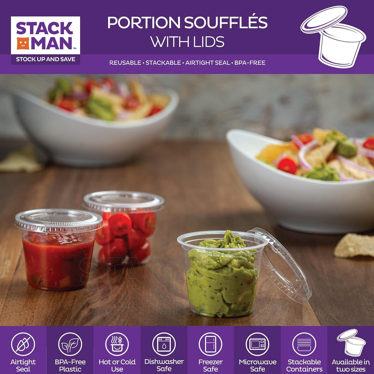 [100 Sets - 5.5 oz.] Plastic Clear Portion Cups, Snack / Yogurt /Parfait/ Pudding / Souffle /Dessert Cups, Disposable