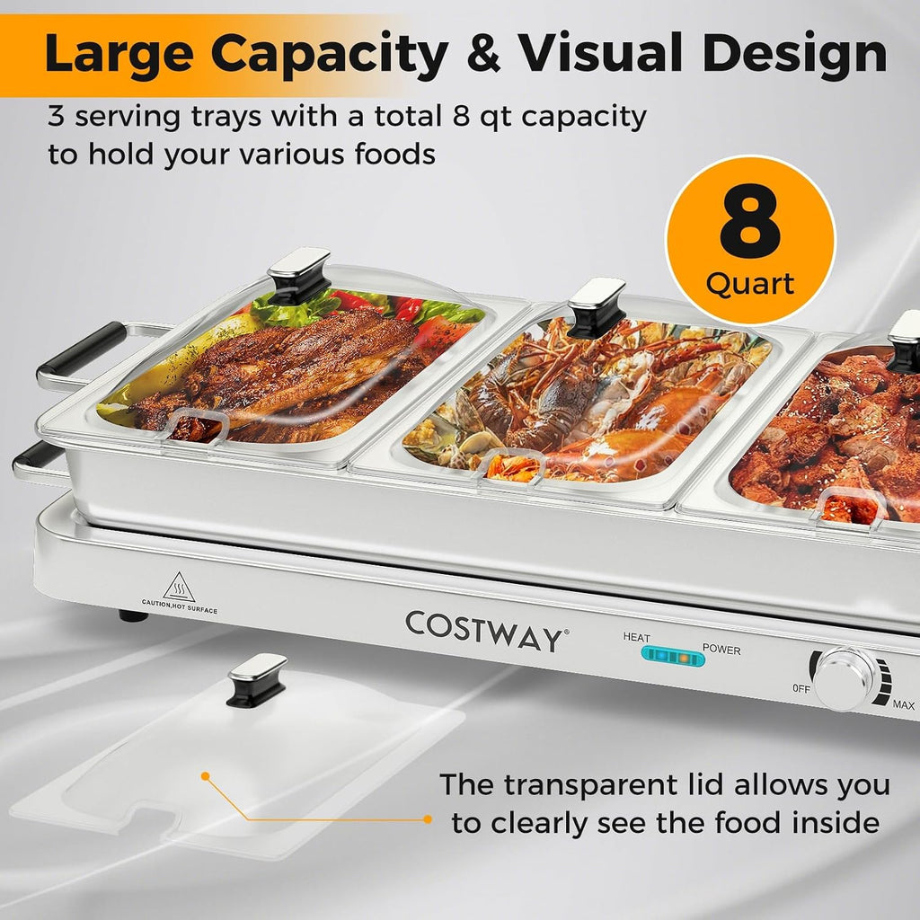 Buffet Servers and Warmers, 2 in 1 Electric Warming Tray