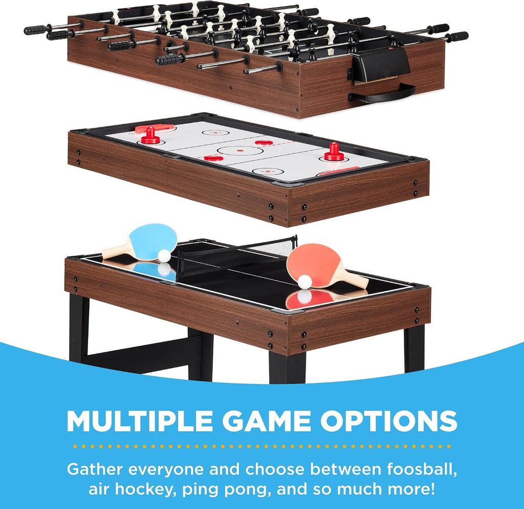 2x4ft Combo Game Table Set for Home, Game Room, Friends & Family w/Hockey, Foosball, Pool, Shuffleboard, Ping Pong