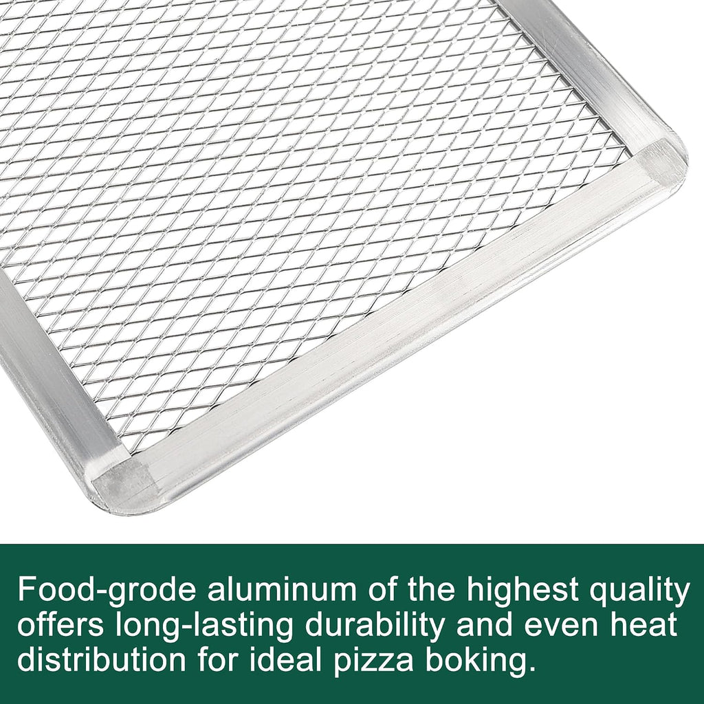 Pizza Screen 11 x 16 Inch 2 Pack Rectangular Aluminum Pizza Pan Restaurant-Grade Flatbread Screen Pizza Crisper