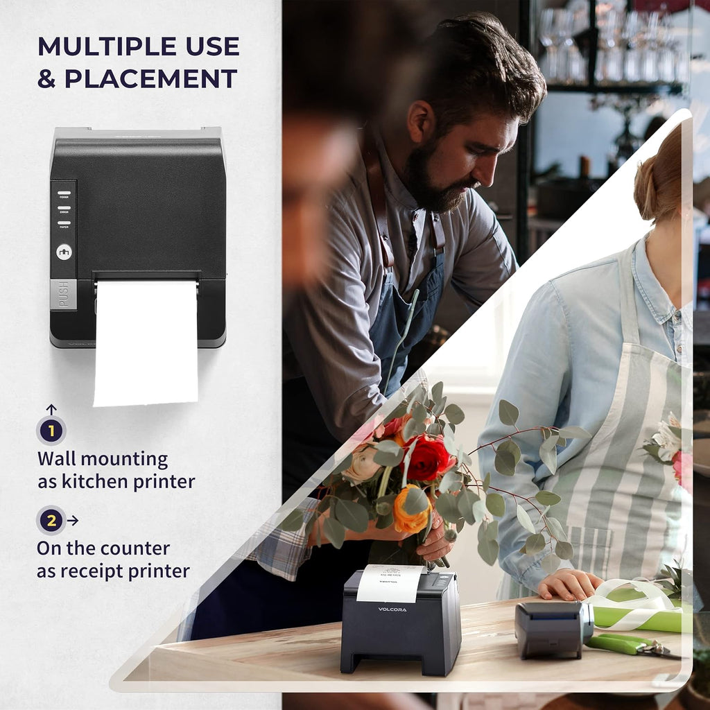 Thermal Receipt Printer, 80mm POS Printer w/Auto Cutter, USB/Bluetooth Interface for Windows/MAC/Linux, ESC/POS