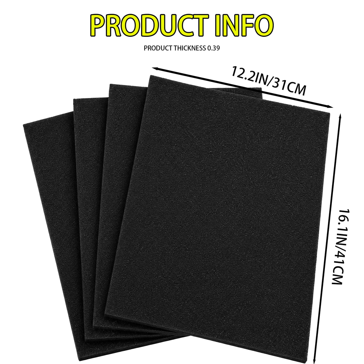Foam Pad, 4 Pack Packing Foam, Black Foam Padding for Cases