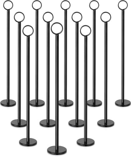 Ring-Clip Table Number Holder / Place Card Stand, 15 Inch, Black Finish, Set of 12