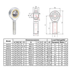 uxcell 2pcs SA14TK POSA14 Spherical Rod End Bearing 14mm Bore Self-Lubricated Joint Bearing M14x2.0 Left Hand Male Thread Connector