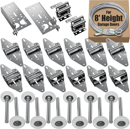 Garage Door Hinges and Rollers for 8' Height Garage Doors, Garage Door Hardware Kit Include Hinges, Rollers, Top