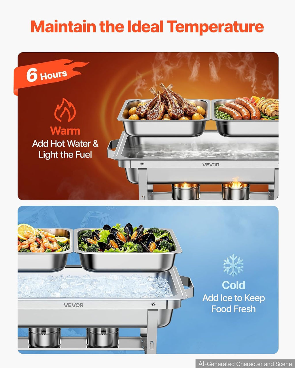 3 Packs Chafing Dishes for Buffet Set, 9QT Stainless Steel Chafer