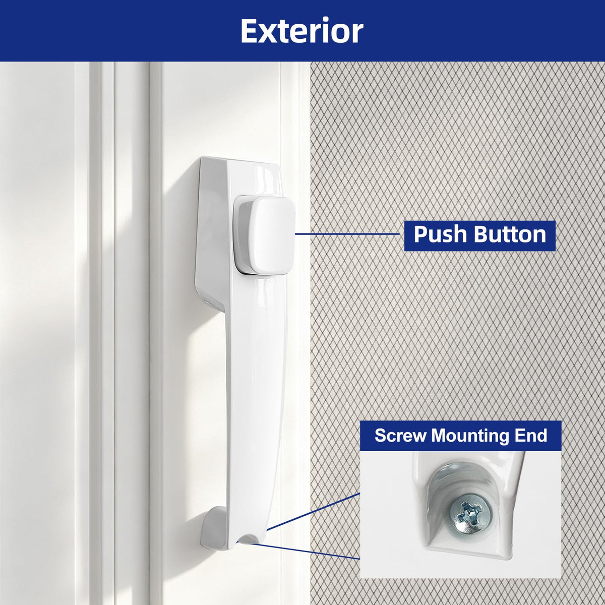 Screen and Storm Door Push Button Latch Handle Set with Night Lock