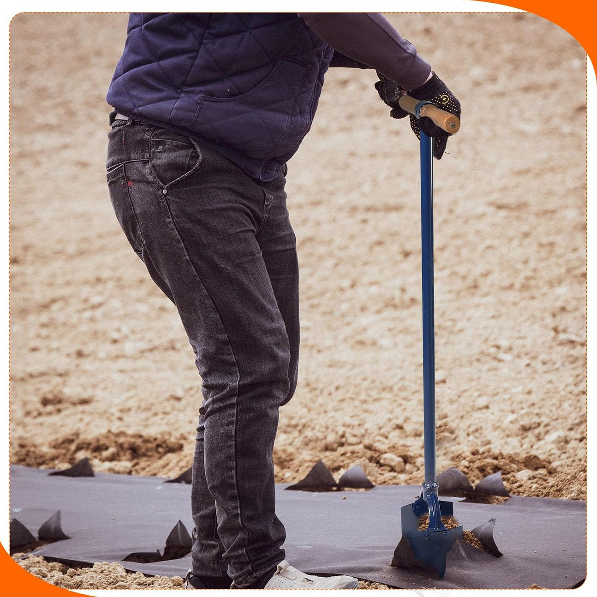 Hand Auger Post Hole Digger 6"x 46" with Non-Slip Hardwood T Handle Adjustable Industrial Auger Large Garden Auger
