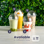 100 Pack 12 oz Disposable Plastic Coffee Cups with Dome Lids, To Go Iced Coffee Cups with Lids, BPA Free Clear