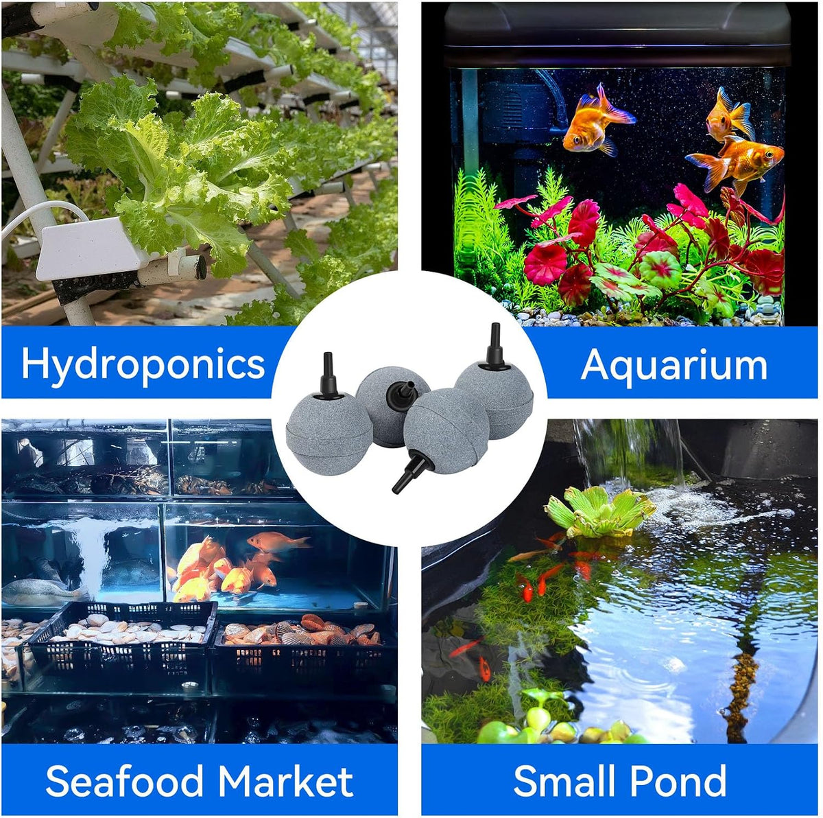 Air Stones for Ponds 2 Inch, Long Lasting Aerator Oxygen Diffuser, Air Pump Accessories for Aquariums, Fish Tanks