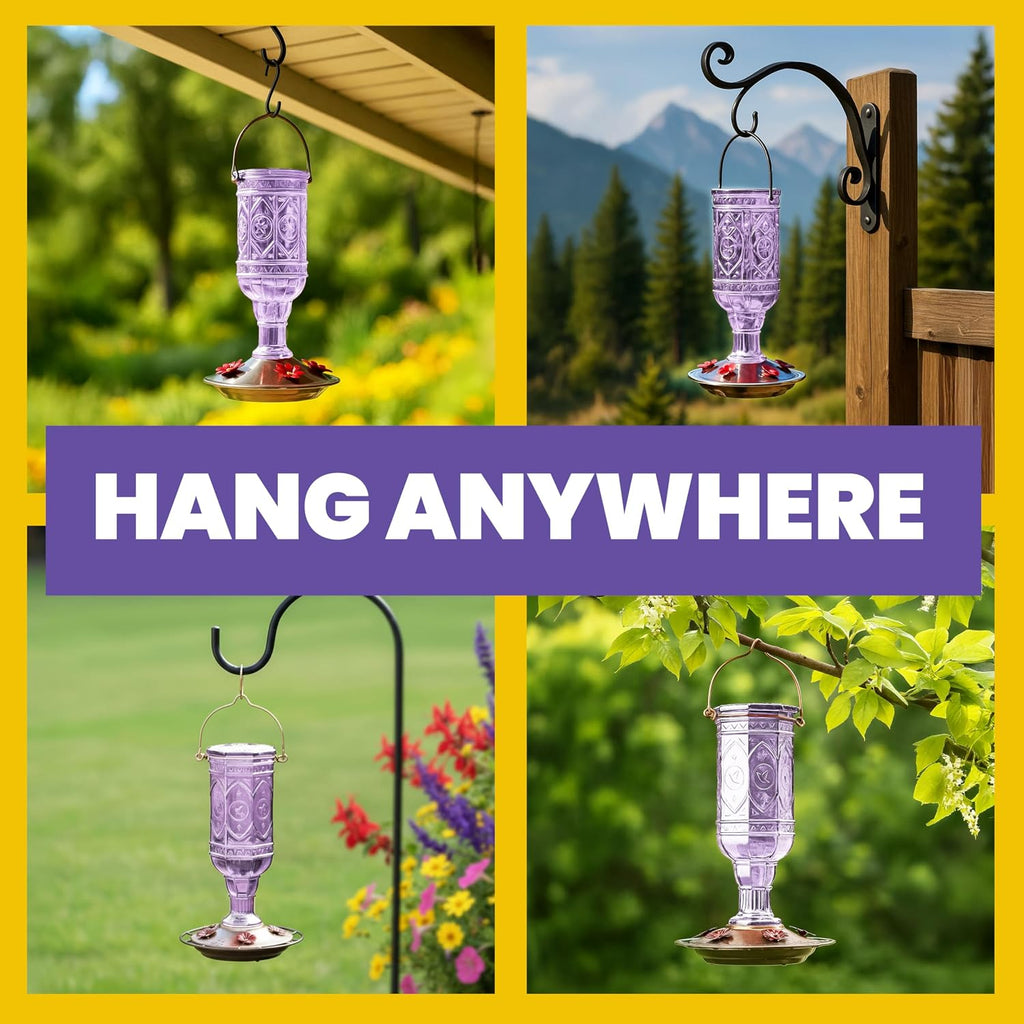 Amethyst Jewel Hummingbird Feeder - 77IN - 20 Fl Oz Nectar Capacity - Hummingbird Feeder for Outdoors - Feed 5