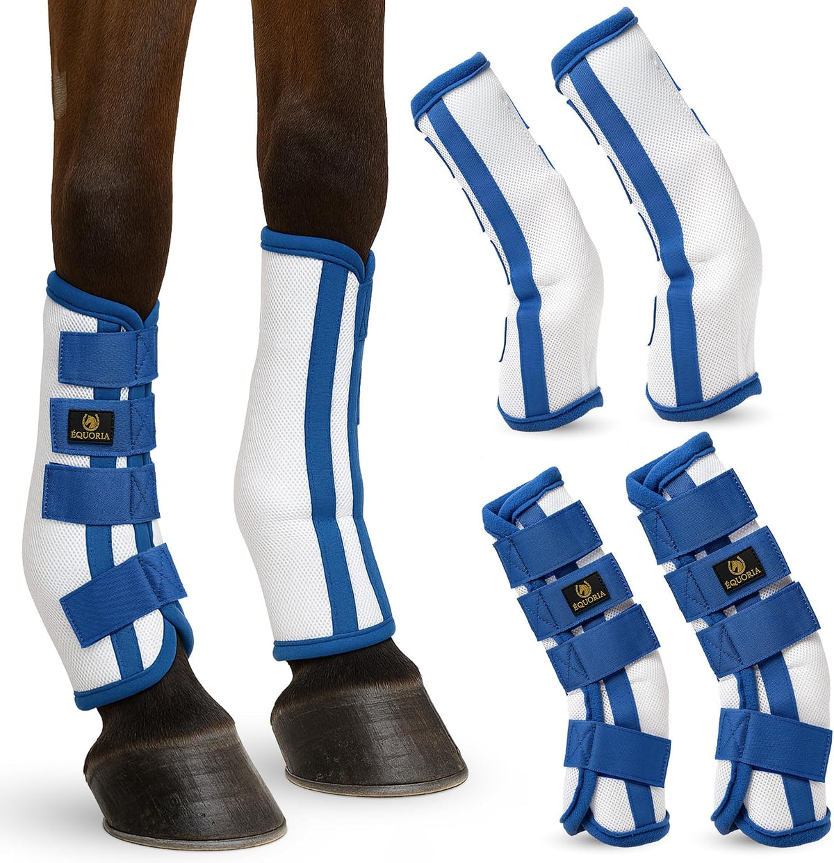 Premium Fly Boots for Horses (4 Pieces) –Durable and Comfortable Fly Leg Wraps for Big Horses – Protective Outer Mesh